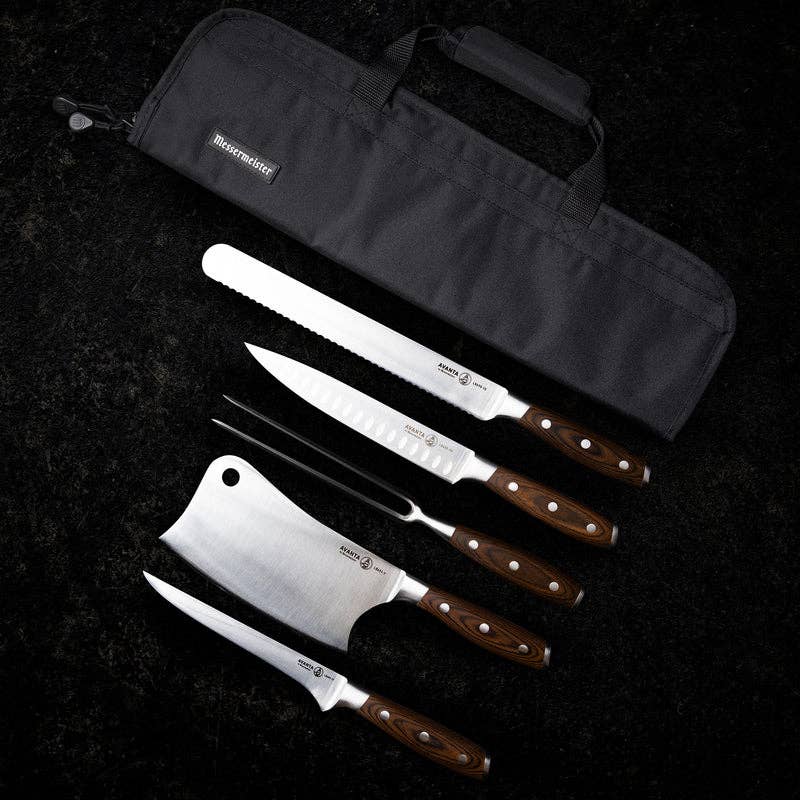 Personalized Avanta 6-Piece Pro BBQ Knife Set with Bag – German Steel with Pakkawood Handles
