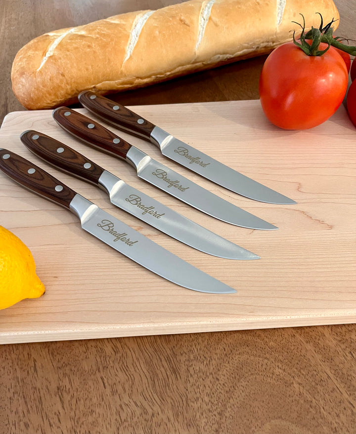 Personalized Avanta 4 Piece Steak Knife Set – German Steel with Pakkawood Handles
