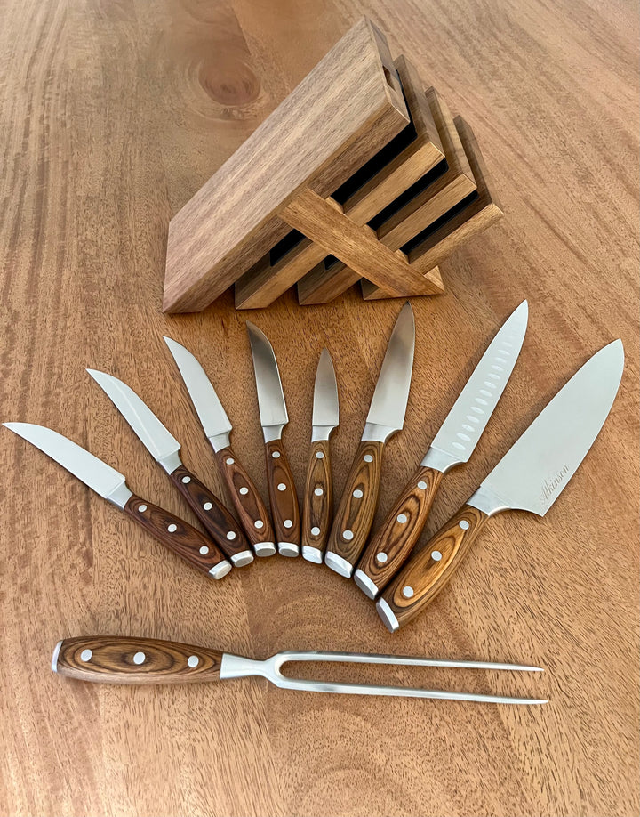 Personalized Avanta 10-Piece Knife Block Set – German Steel with Pakkawood Handles