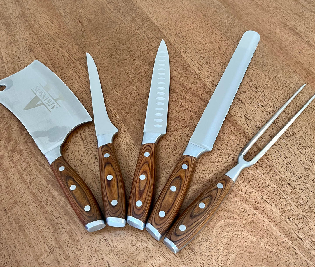 Personalized Avanta 6-Piece Pro BBQ Knife Set with Bag – German Steel with Pakkawood Handles
