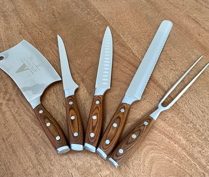 Personalized Avanta 6-Piece Pro BBQ Knife Set with Bag – German Steel with Pakkawood Handles