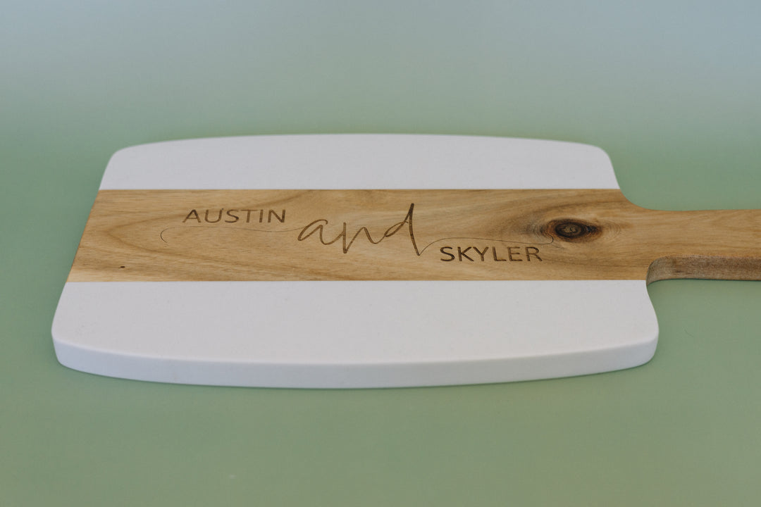 Marble & Acacia Paddle Board – Personalized